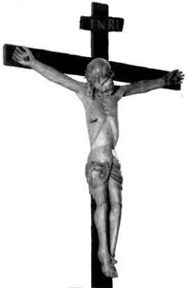 Textfeld:  Kruzifix in der Wellener Kirche Foto: Hubert Hahn 1987 